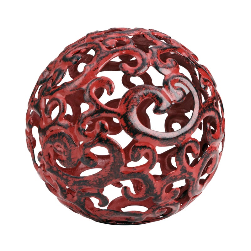 Everydecor Metal Decorative Sphere for Home Decor - Decorative Balls for Shelves, Centerpiece Bowls, Bookshelf - Decoration Orbs Accents for Living Room, Bedroom - Fancy Red Shelf Spheres - Image 1